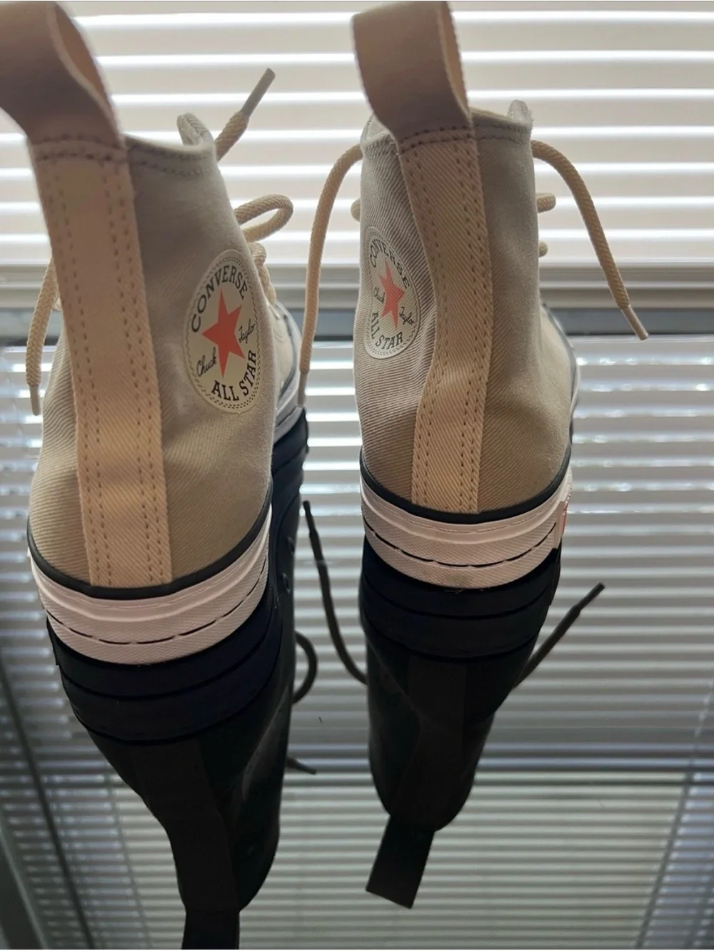 Converse High Top Canvas Sneakers in Beige and Black - Picture 4 of 4